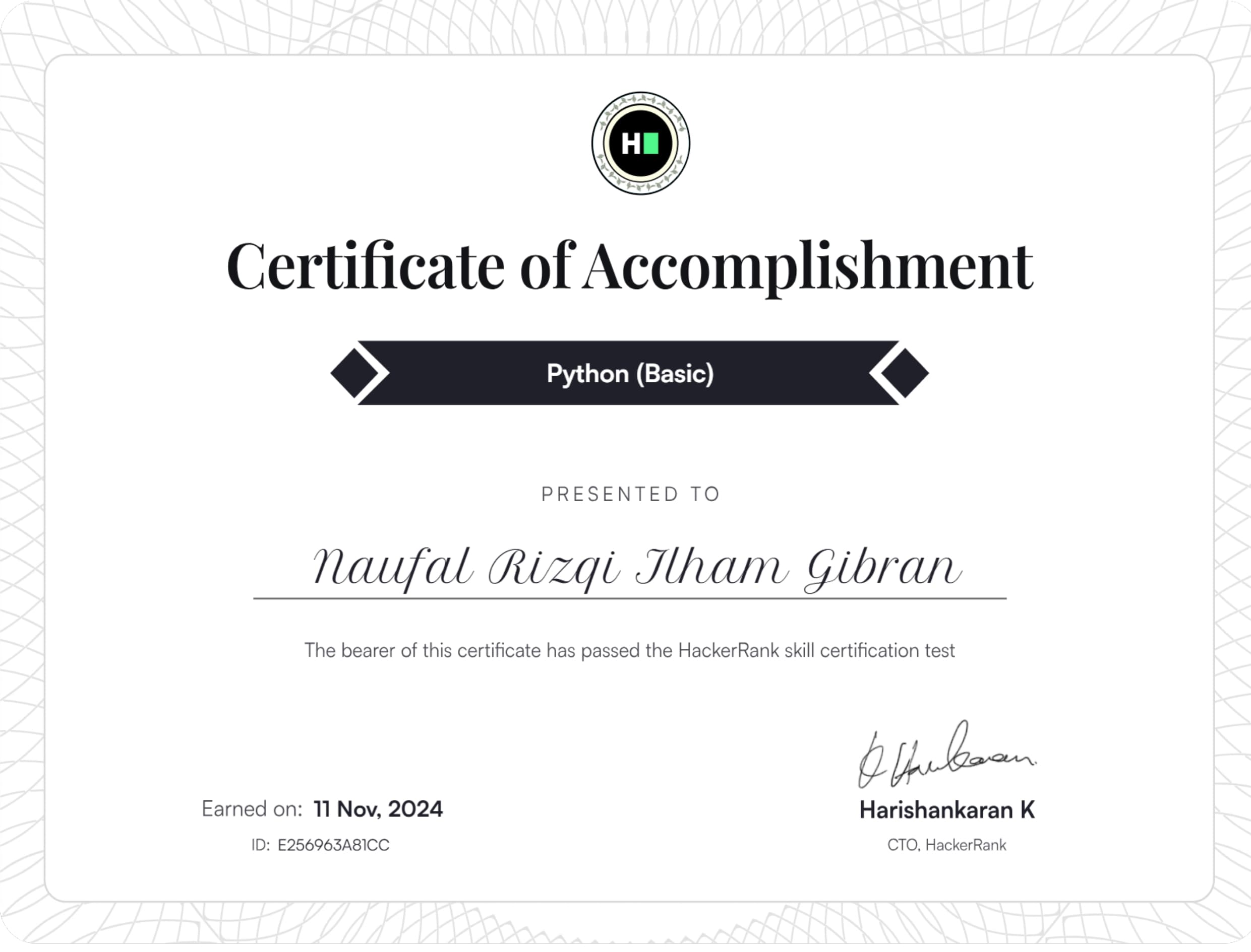 Python (Basic) Skill Certification